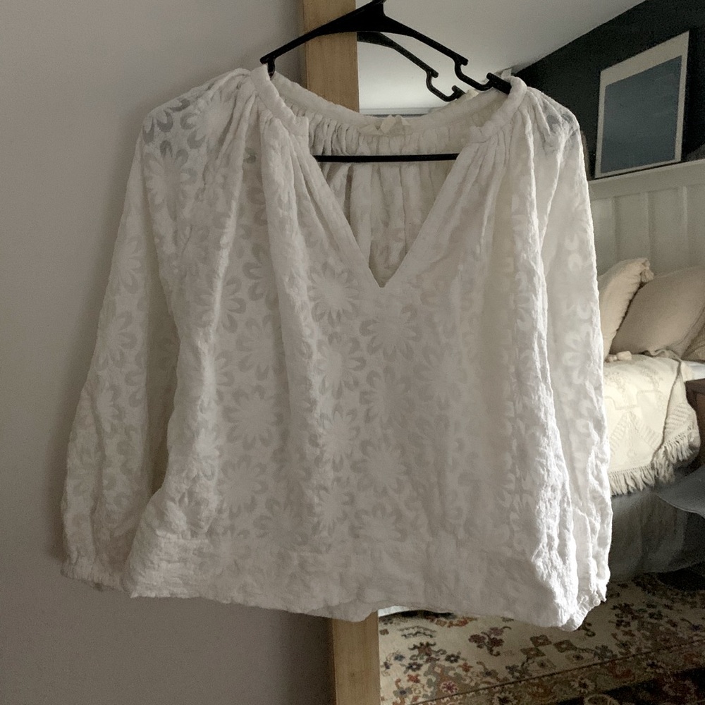 Nili Lotan floral boho white blouse
